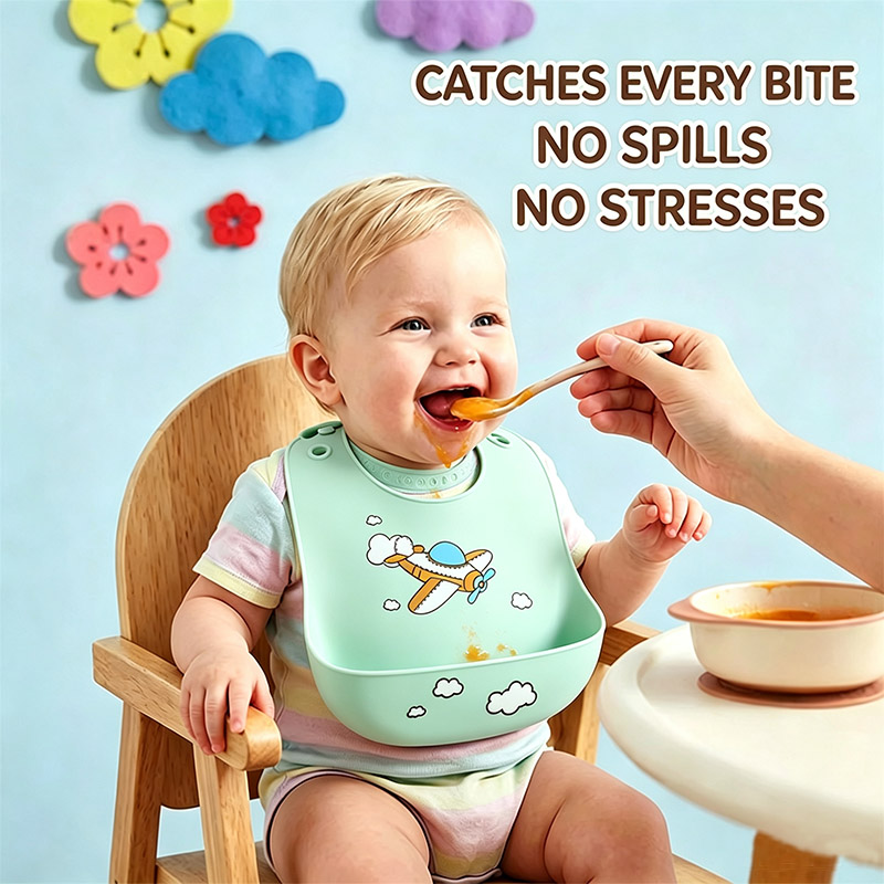 Waterproof Baby Bibs Silicone - Bib Makan Bayi Silikon Tahan Air,