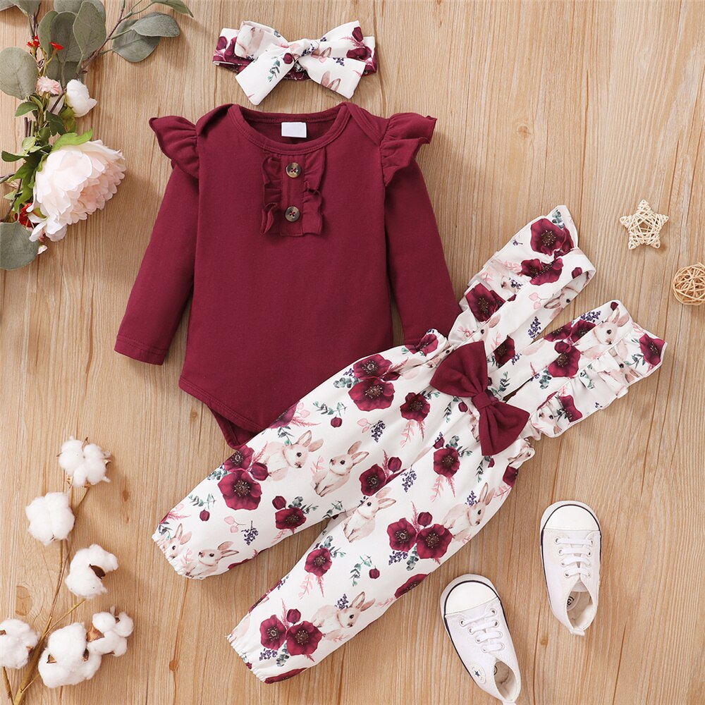 Newborn Baby Girl Romper Floral - Pakaian bayi perempuan 0-24 bulan, 3
