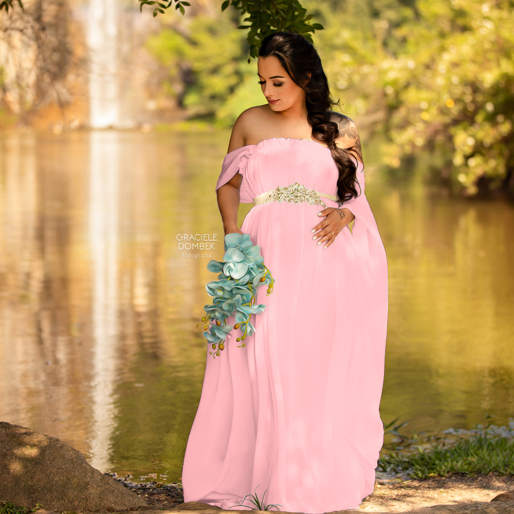 Maternity Wear - Gaun Maxi Lengan Pendek Berenda untuk