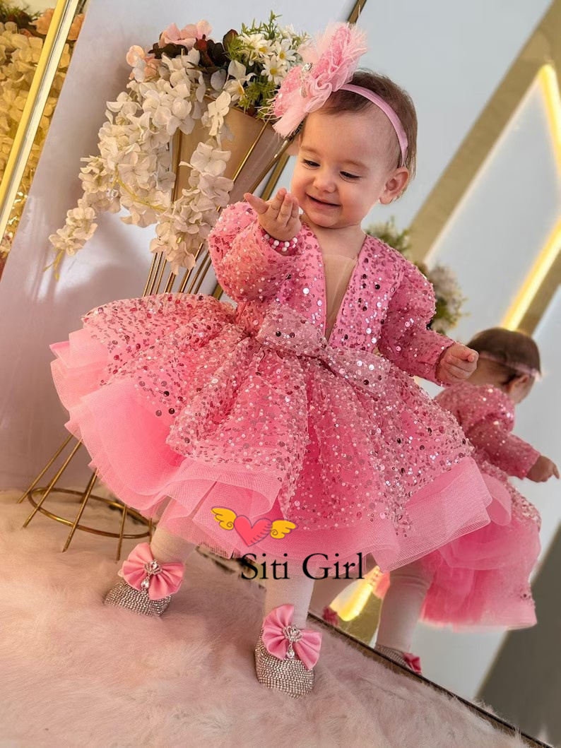 Gaun Bayi Putri Merah Muda Gau - Toddler Girl Tulle Party Dress ulasan dan harga