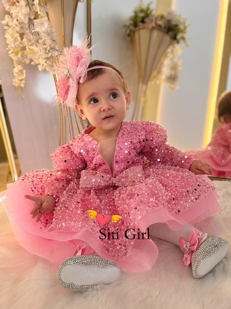 Gaun Bayi Putri Merah Muda Gau - Toddler Girl Tulle Party Dress ulasan dan harga