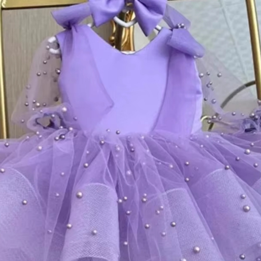 Gaun Tutu Baptis Mutiara Laven - Toddler Girl Tulle Party Dress ulasan dan harga