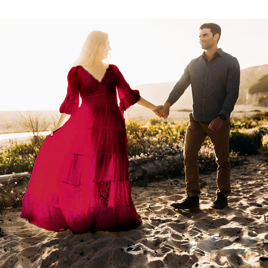 Gaun Maxi Lengan Pendek Bahan  - Maternity Wear ulasan dan harga