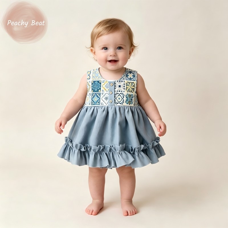 Set Romper Linen Katun Bayi Pe - Baby Summer Linen Sleeveless Jumpsuit ulasan dan harga