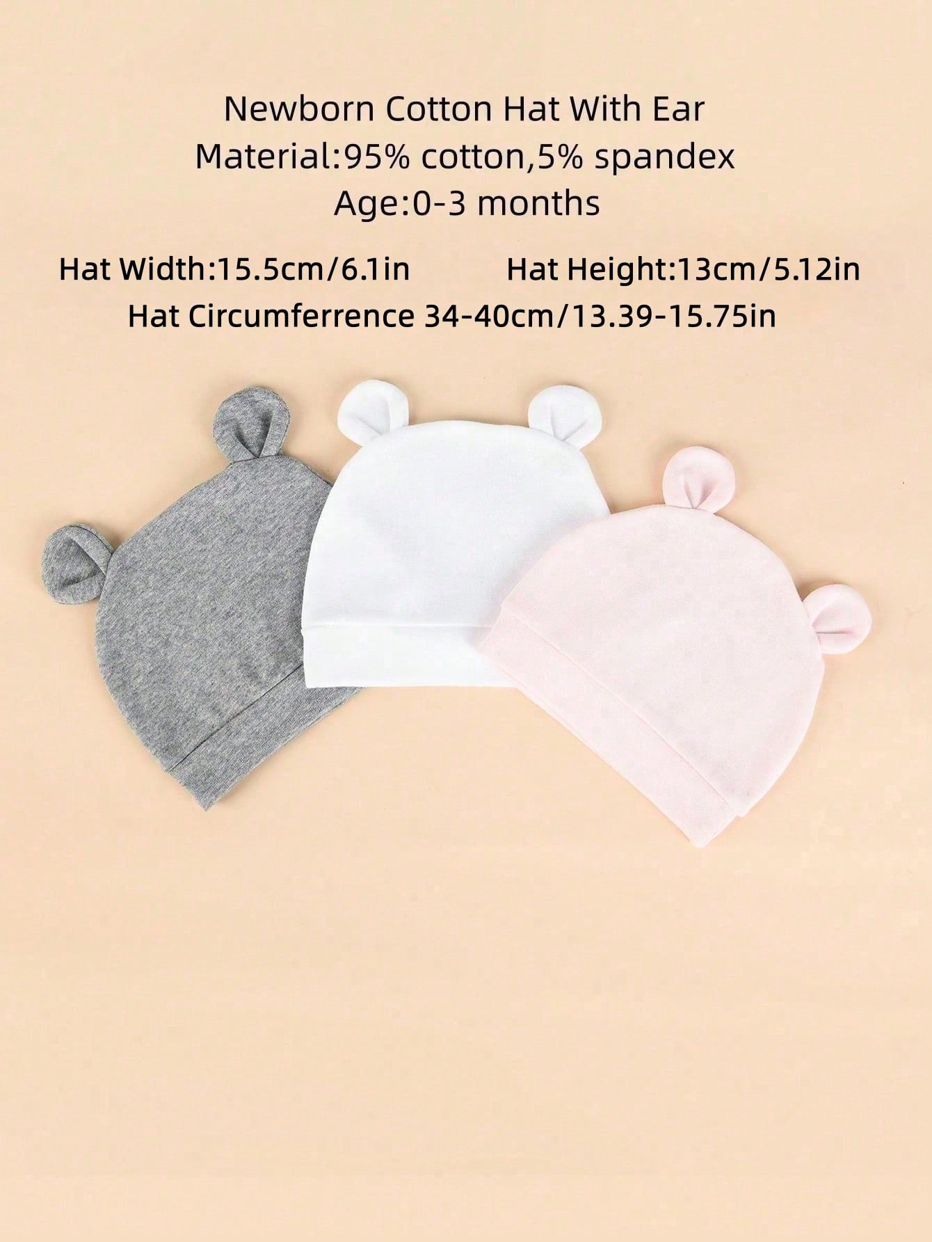 3-Pak Topi Bayi Rajut Katun La - Infant Beanie Hat With Ears ulasan dan harga