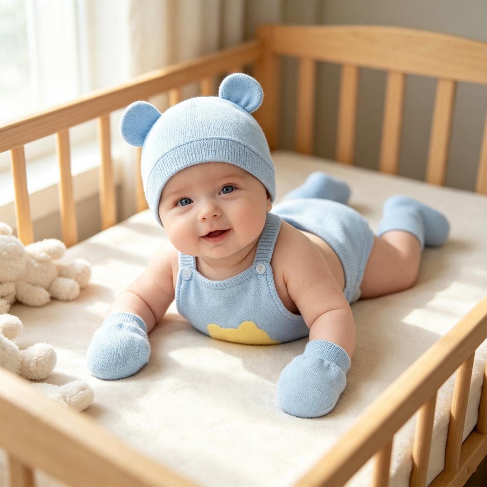 Pelindung Kaki Bayi Baru Lahir - Infant Beanie Hat With Ears ulasan dan harga