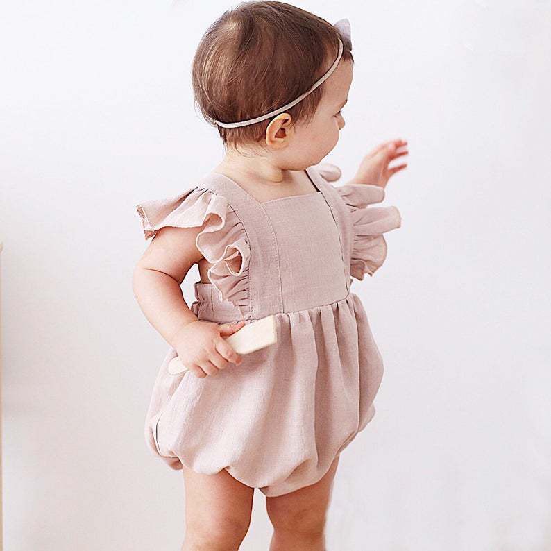 Romper Bayi Perempuan Musim Pa - Baby Summer Linen Sleeveless Jumpsuit ulasan dan harga